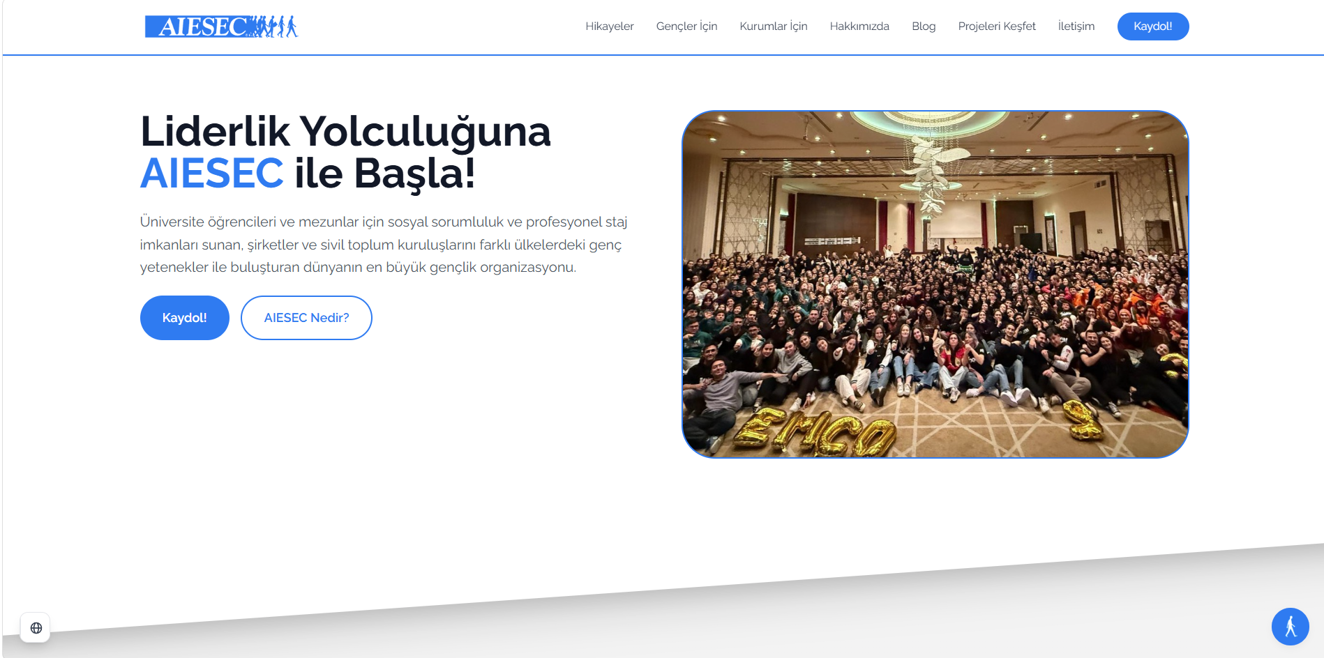 aiesec.org.tr ana sayfasından ekran görüntüsü